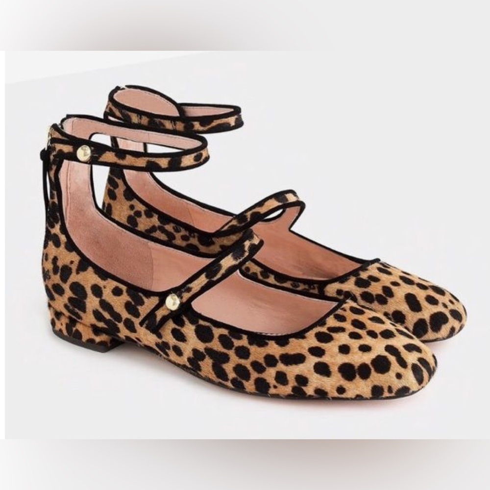 J.Crew Poppy Ballet Flat Leopard Calf Hair Size 6.5
